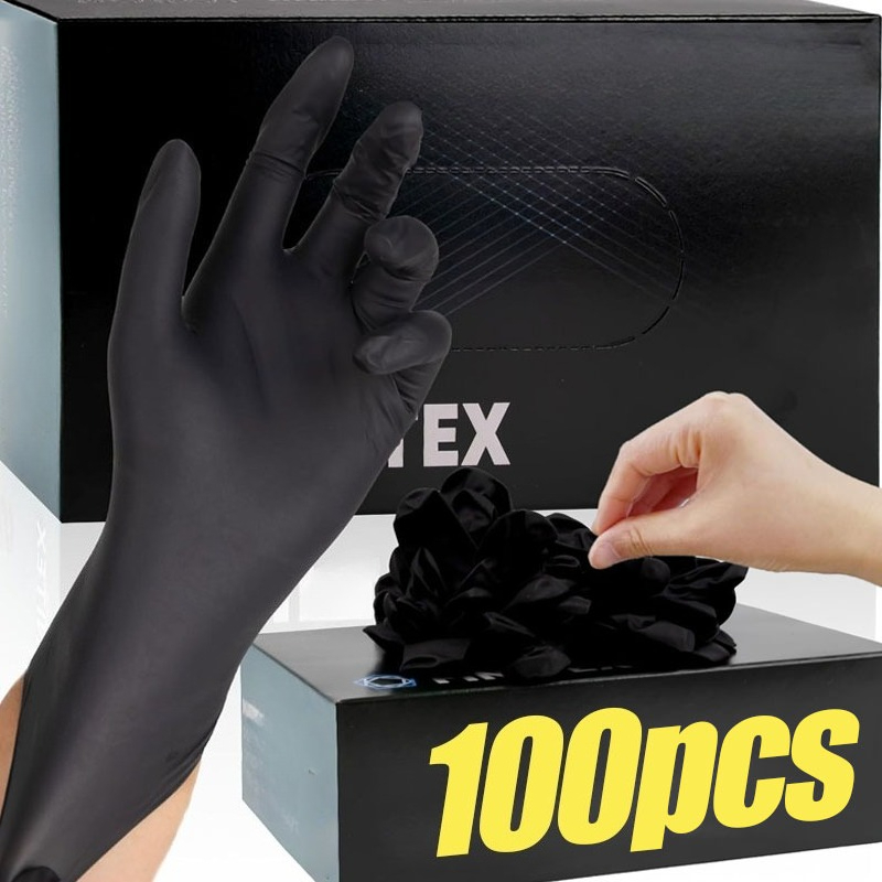 Latex Disposable Glove - Черные одноразовые перчатки унисекс, толстые, из